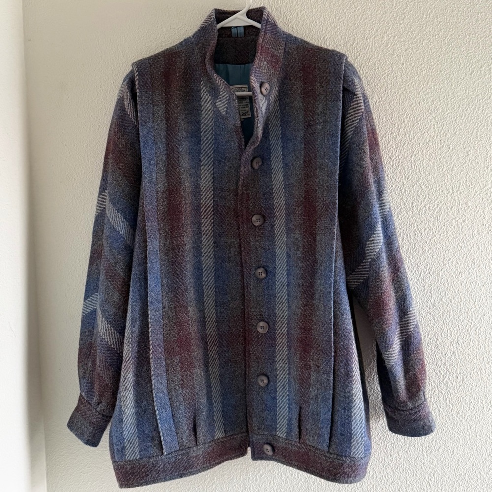 VTG Avoca Collection Ireland 100% Pure New Wool‎ Womens M Button Up Jacket